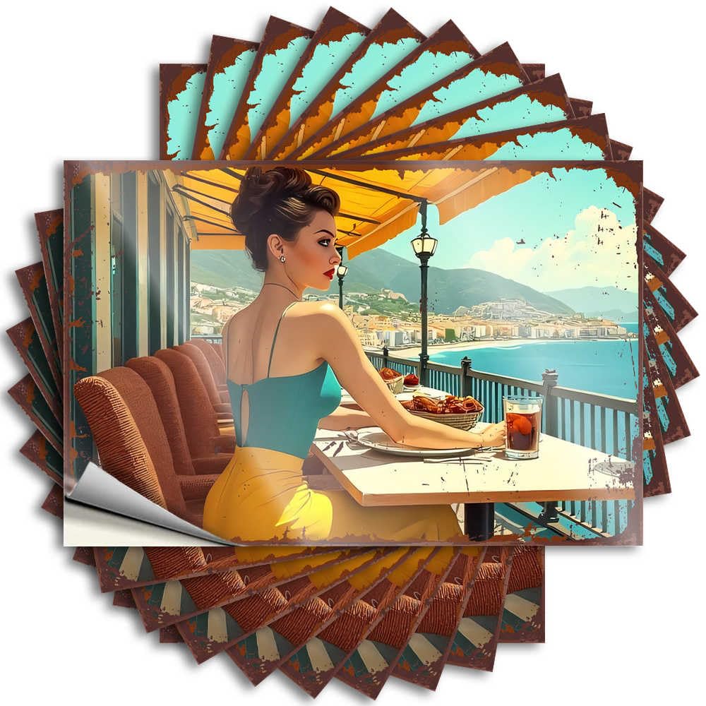 Quote Spring | Crazy Laptop A Woman Enjoying A Seaside Meal for Thankful(12X18CM)