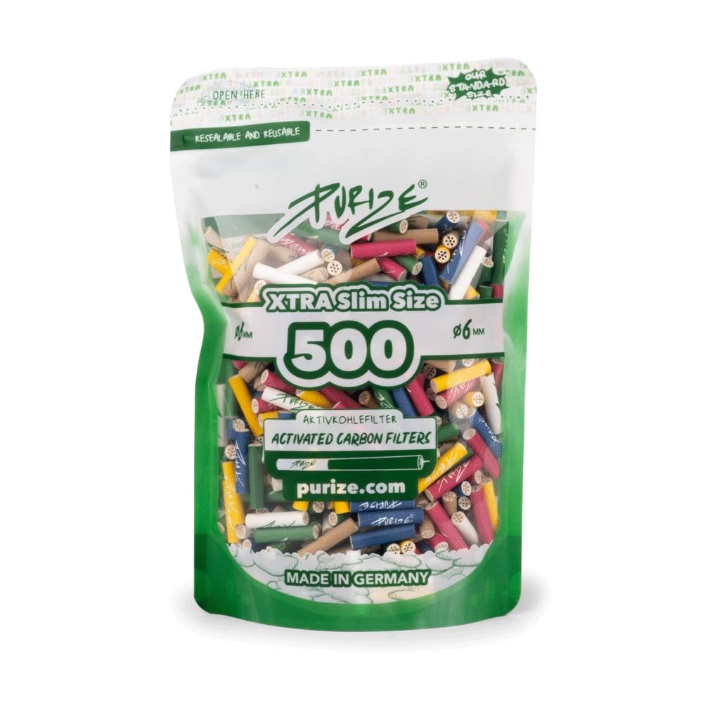 PURIZE XTRA Slim Bolsa 500 filtros carbón activo premium multicolor