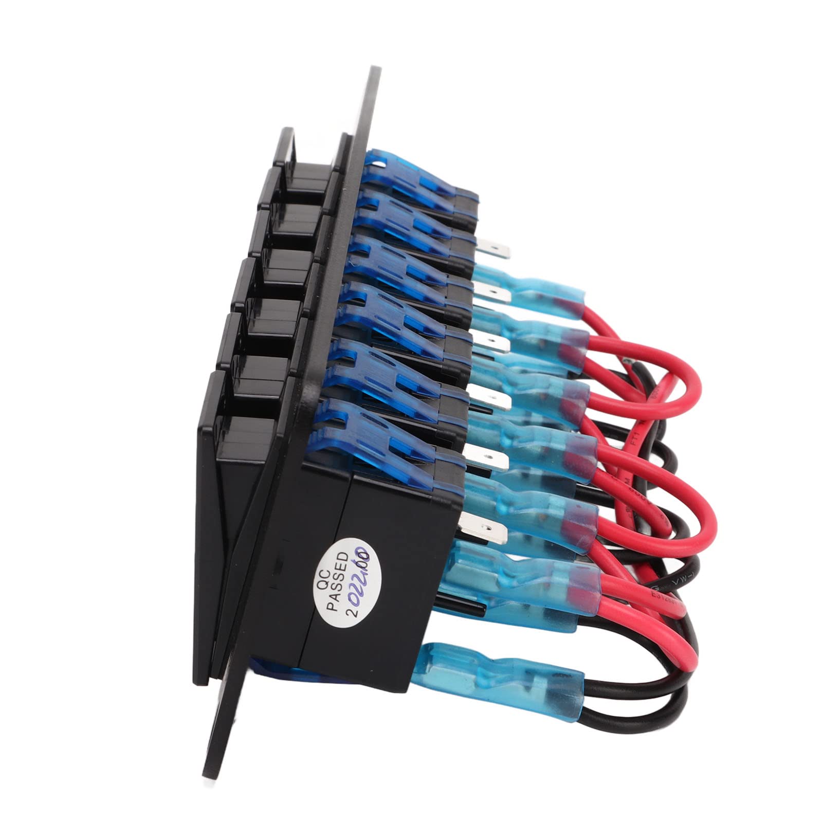 Fabater 6 Gang Wodoodporny Panel Przełącznika Dwupozycyjnego DC12V-24V 30A Wstępnie Okablowany 3PIN Niebieskie światło Tła Stop Aluminium dla łódź Morska RV Jacht Samochód