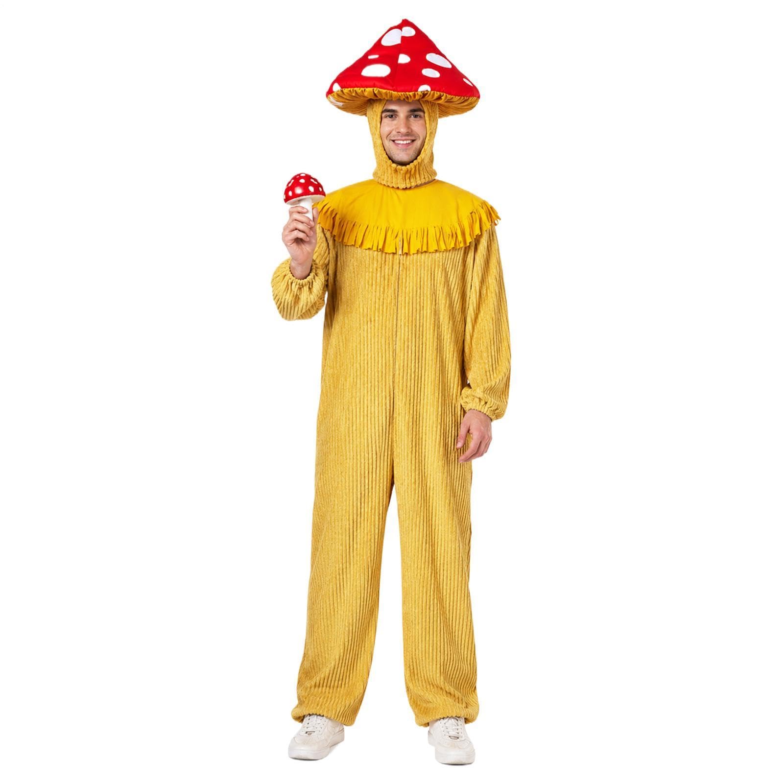 Kostium Grzyba Dorosły Zabawny i Uroczy Strój Uniseks Ze Sztruksu Z | Strój Grzyba Onesie Na Występy Sceniczne, Sesje Zdjęciowe, Maskarady, Karnawał oraz Imprezy Cosplay