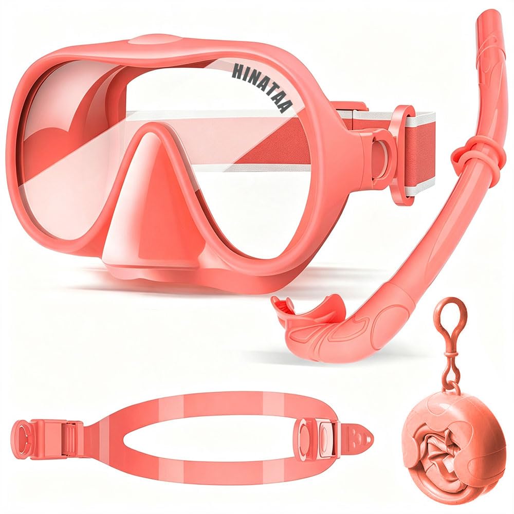 Snorkeling Gear for Adults, 2 Types of Head Straps Snorkel Set Adults，Pink