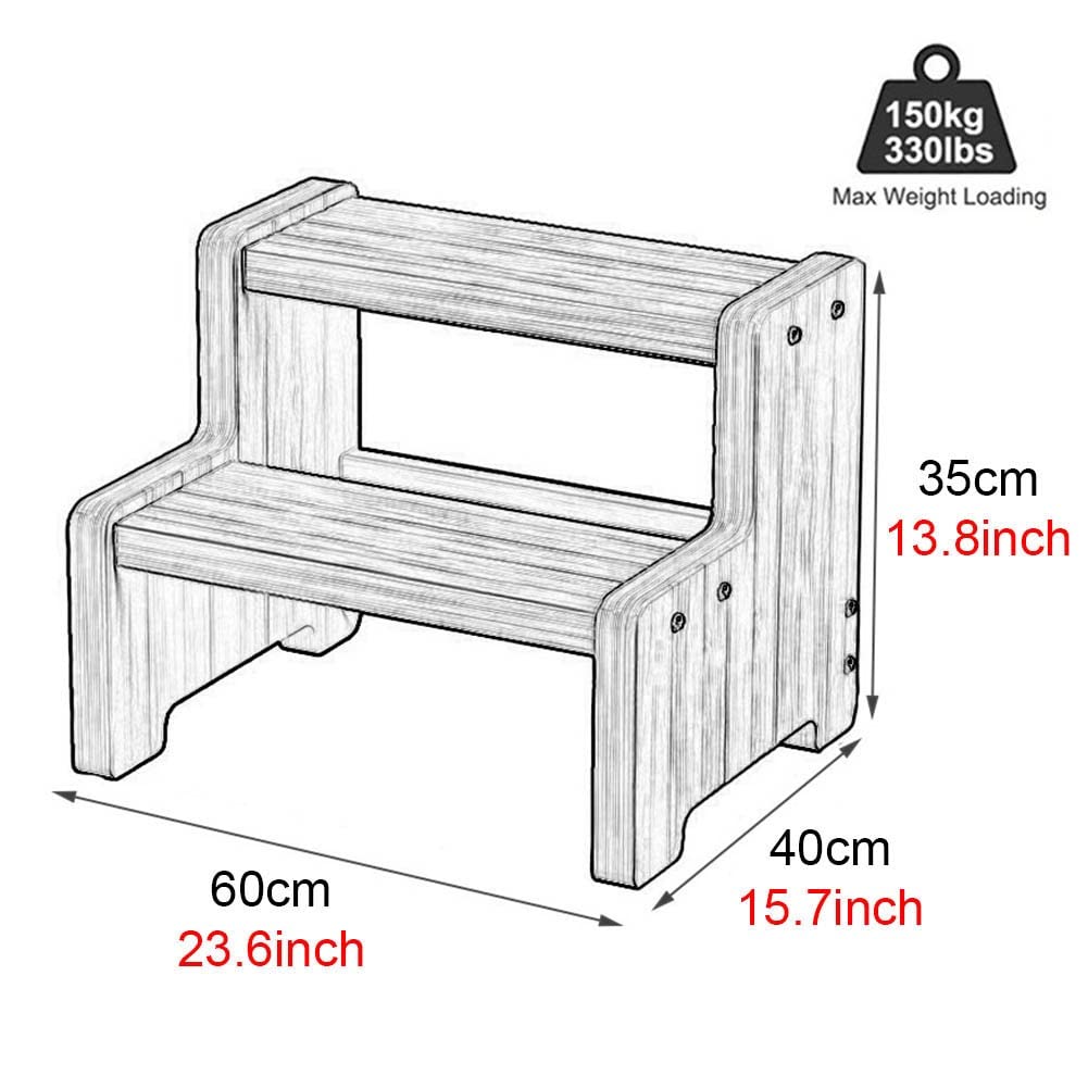 StrongTek Sgabello A Un Gradino In Bambù - Stabile, Antiscivolo, Per Cucina, Bagno, Bambini