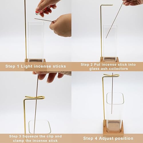 Miniatura 4 de Soporte para varillas de incienso SYOUACEND para palos anti-ceniza con vidrio extraíble, soporte de incienso boca abajo, colector de cenizas,