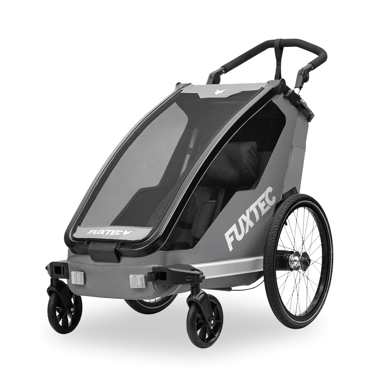 FUXTEC Remorque de vélo FX-FA1S pour enfant, poussette de jogging, charge 35 kg, pliable