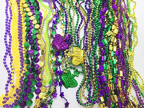GiftExpress 100 Pcs Mardi Gras Metallic Bead Necklaces for Favors, New Year Parade, St Patrick Day Celebrations, Christmas Decorations, Tailgating, Gaysby Themed Party2