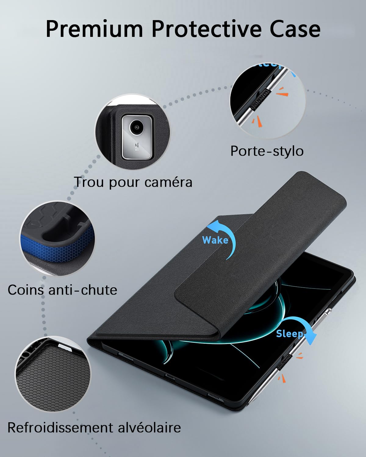 pour Lenovo Idea Tab (2025 TB336ZU/TB336FU)/ Lenovo Tab M11 (2024 TB330FU/TB330XU) 11 Pouces Coque avec Bluetooth sans Fil Français (AZERTY) Clavie Rétroéclairé Souris,Éclairage Arrière Keyboard Case
