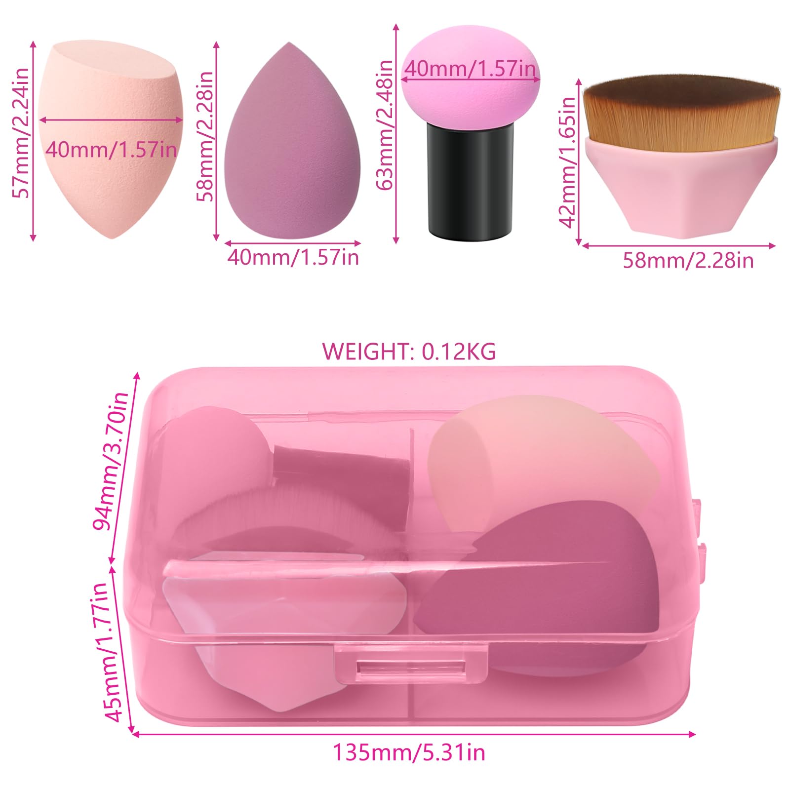 SruidyLady 4-Piece Reusable Makeup Sponge Set, Beauty Sponge for Liquid Foundation Powder & Sunscreen - Image 2