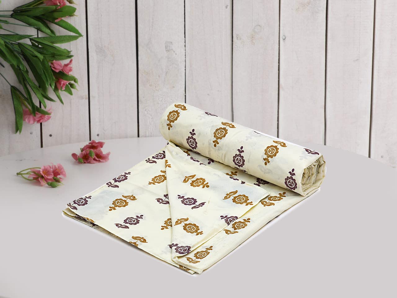 RUSTIC LINEN 100% Cotton Single Duvet/Quilt/Razai/Comforter Cover 57" x 87" Inch (Golden)-image-47