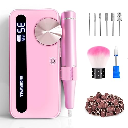 ENGERWALL Taladro de uñas recargable de 35000 RPM, máquina de lima de uñas eléctrica portátil e inalámbrica para uñas acrílicas, pulido de gel,