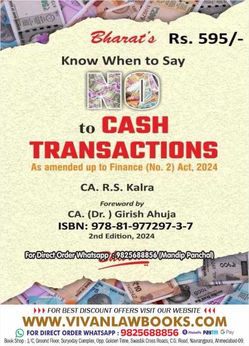 Know When to Say NO to CASH TRANSACTIONS - by CA Dr Girish Ahuja - Latest 2nd Edition 2024 Bharat