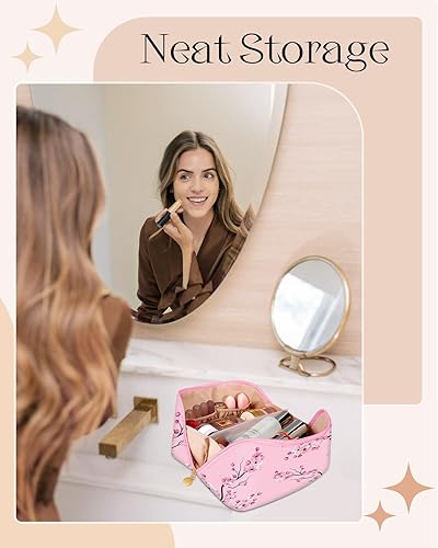 Miniatura 5 de Bistup Bolsa de maquillaje con cremallera media, 1-Flor rosa, Mujer