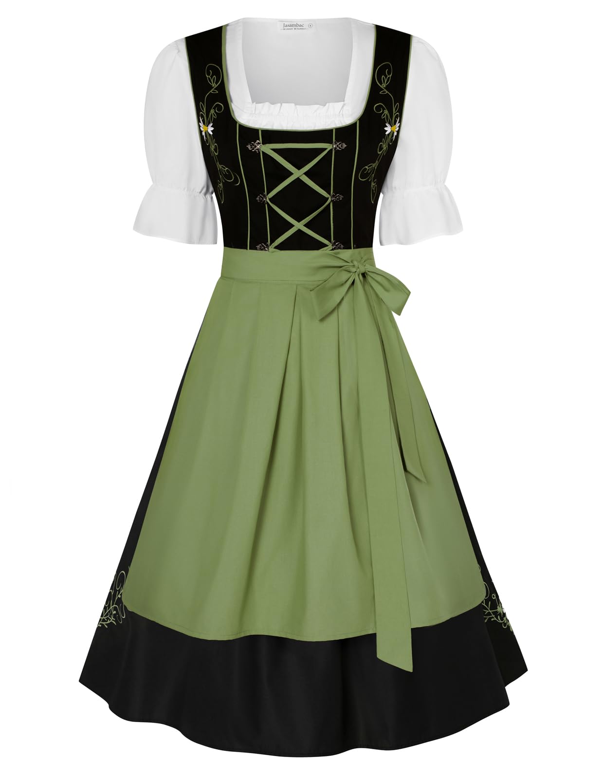 JASAMBACDirndl Dresses Women, 3 Piece Oktoberfest Costumes, German Bavarian Dress for Halloween Carnival
