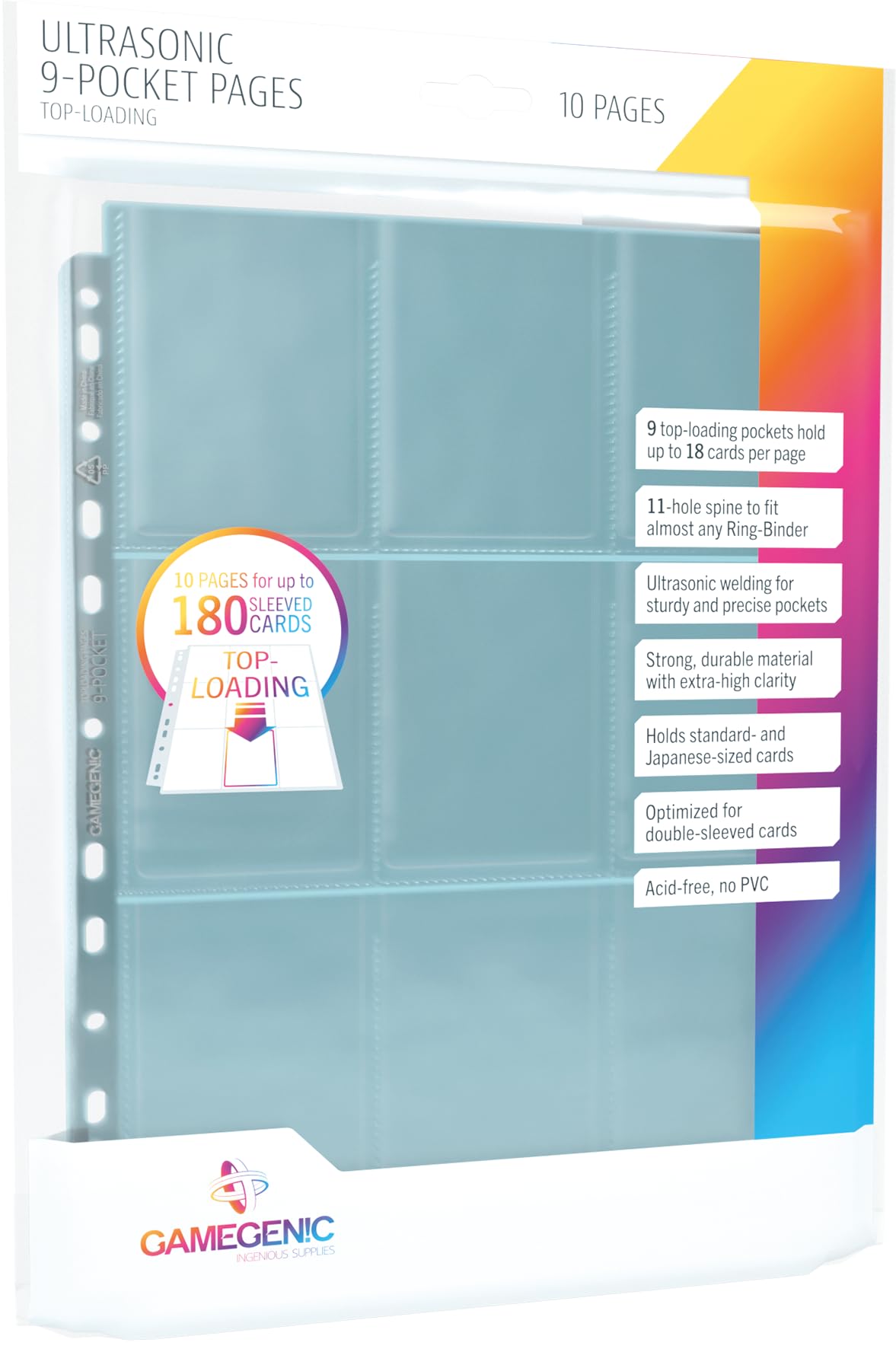 Gamegenic | Gamegenic Ultrasonic 9-Pocket Pages Toploading 10 pcs pack | Trading Card Accessory
