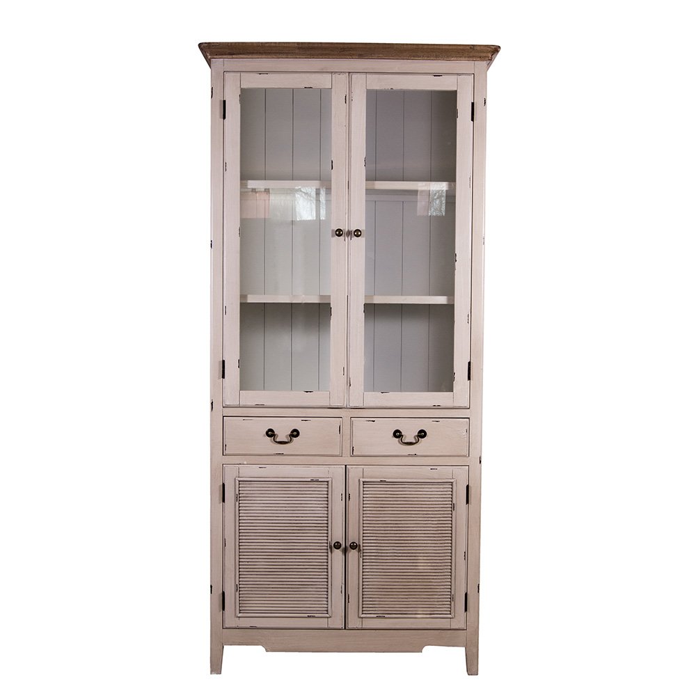 Vitrinenschrank Linde Landhaus Stil Holz Vitrine Vintage Look Creme weiÃŸ