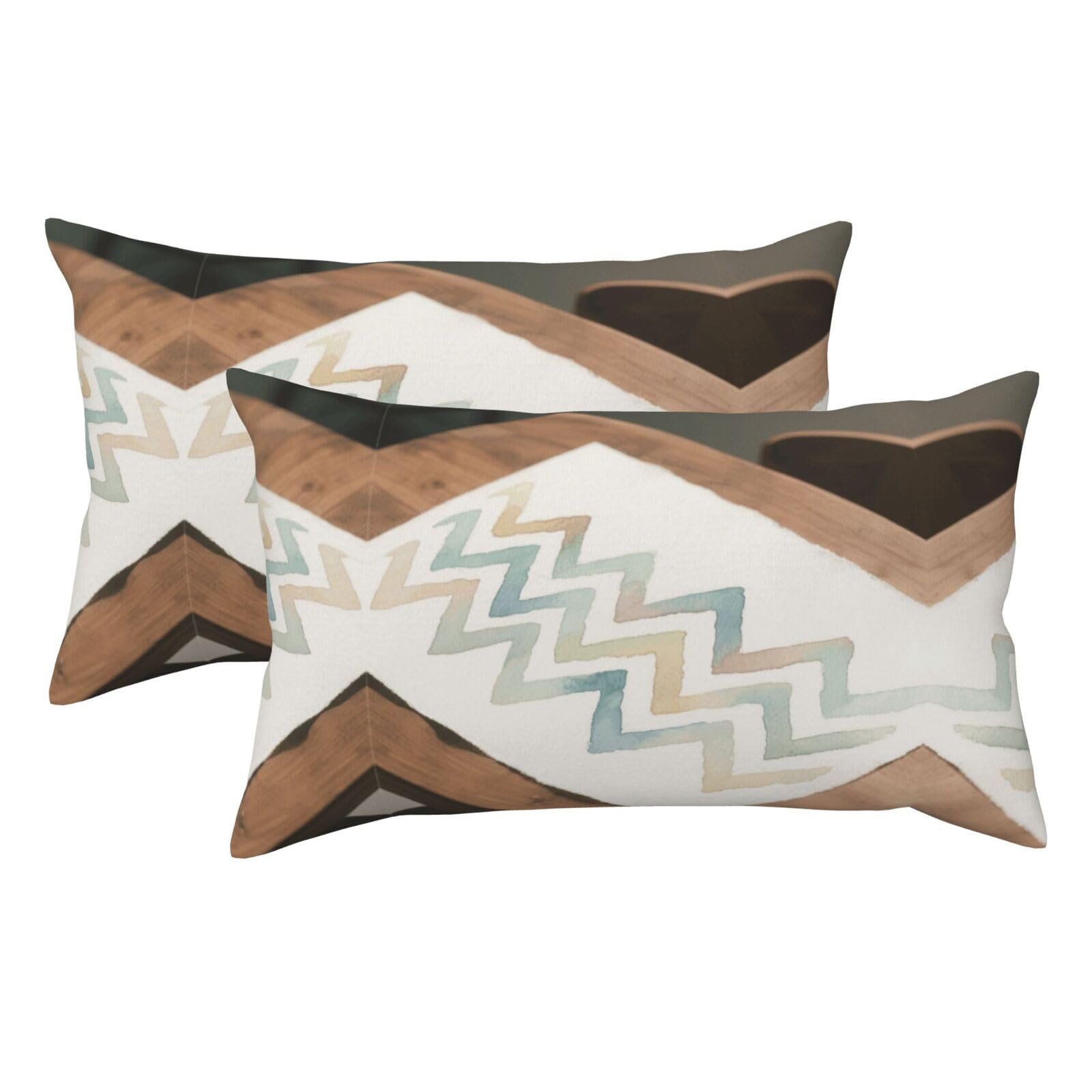 Watercolor Herringbone Luxury King Pillowcases Set of 2, Plush Velvet Feel Pillow Covers with Hidden Zipper, Skin & Hair Friendly, 20x36 Inches Pillow Cases for Sleeping Gift
