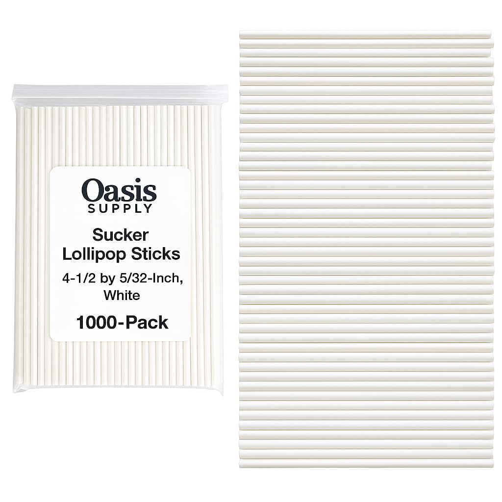 Oasis Supply Sucker Lollipop Sticks, 4-1/2 by 5/32-Inch, White, 1000-Pack