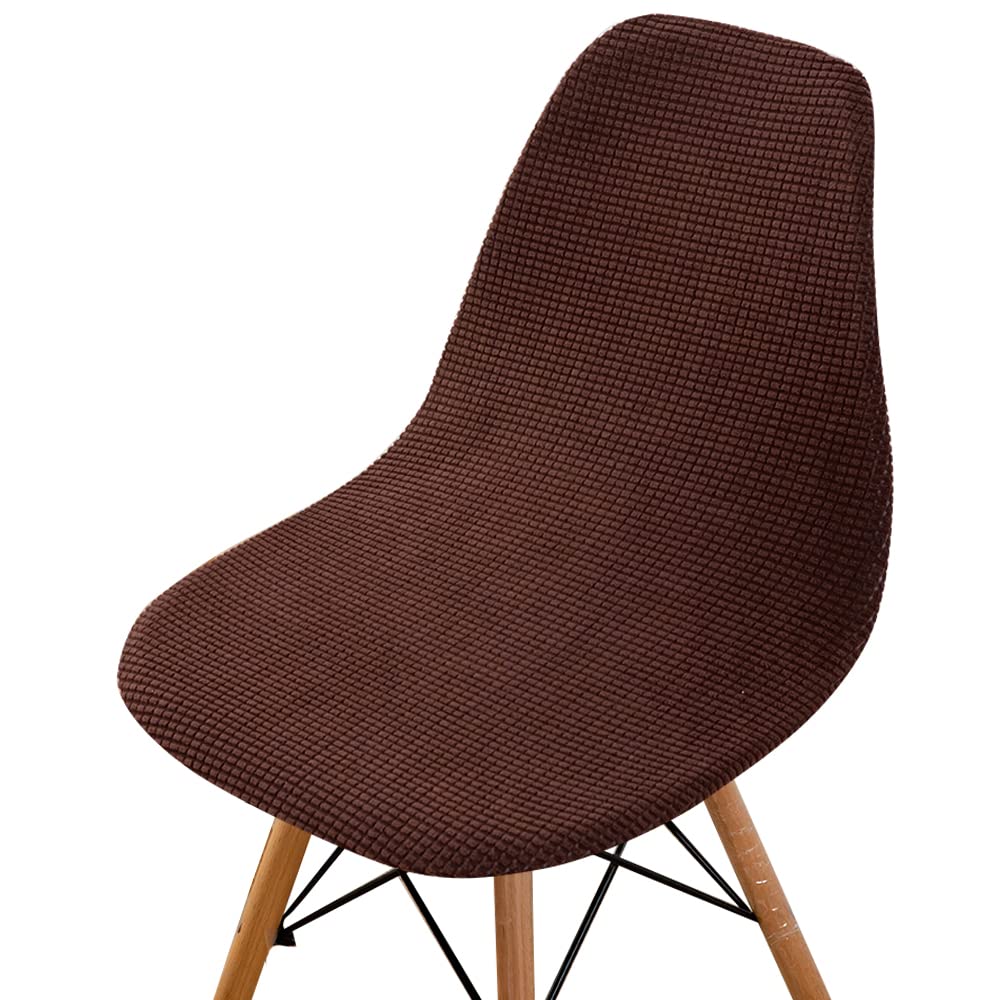 LinFortune Stuhlhussen aus Cord im skandinavischen Stil für Esszimmerstühle Stuhlhussen ohne Armlehne Schalenstuhlhussen abnehmbar und waschbar für Küche Schlafzimmer Wohnzimmer (Kaffeebraun 6 Stück)