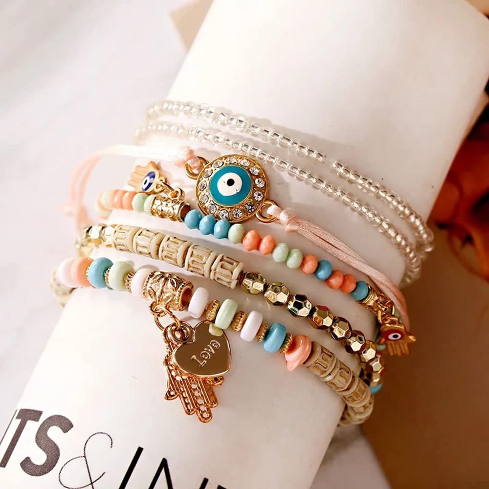 Stylish Evil Eye Multi Bangle Bracelet for Women