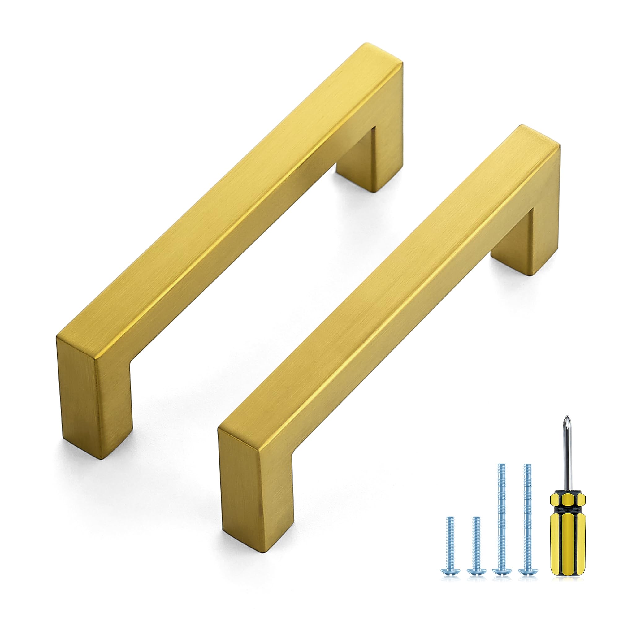 Ravinte Gold Square Pulls Cabinet Handles,4 Inch,10 Pack