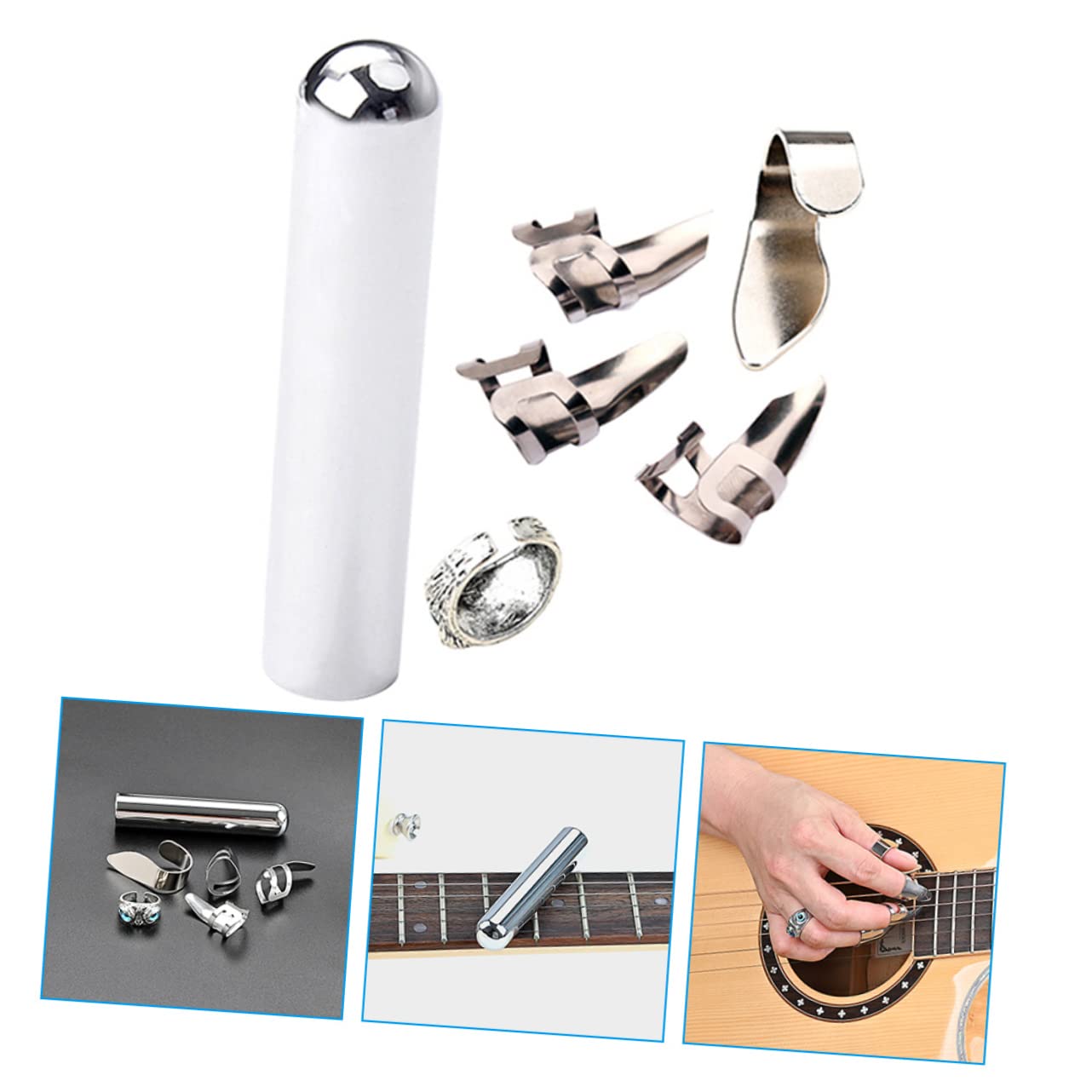 ibasenice 2ensembles Barre à Pour Guitare Avec Médiator De Pouce Et Des Doigts Accessoires Pratiques Pour Guitare Électrique De Métal Et Matériau