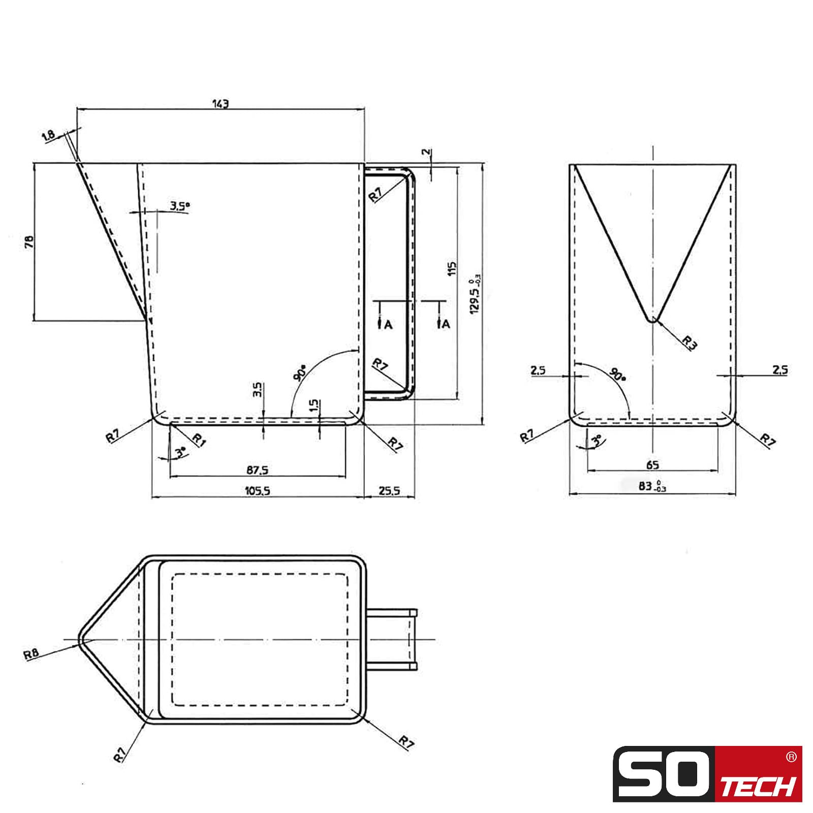 SOTECH Schüttenkasten Set 267 x 292 x 150 mm weiß mit 6 Schütten (0,9 Liter, glasklar/transparent) Mehlschütte für Oberschränke ab 300 mm Korpusbreite