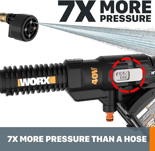 Miniatura 2 de Worx WG644.9 - Limpiador a presión portátil de 40 V (2 x 20 V), solo herramienta, negro y naranja