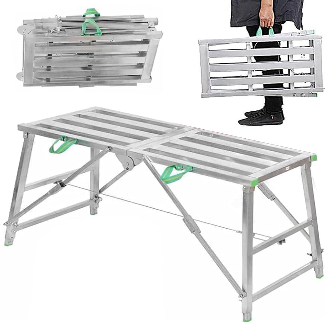 Highgth - Escalera plegable para andamio de 400 kg, taburete de aluminio, 160 x 40 cm, plataforma de trabajo, ideal para uso doméstico, soporte portátil y