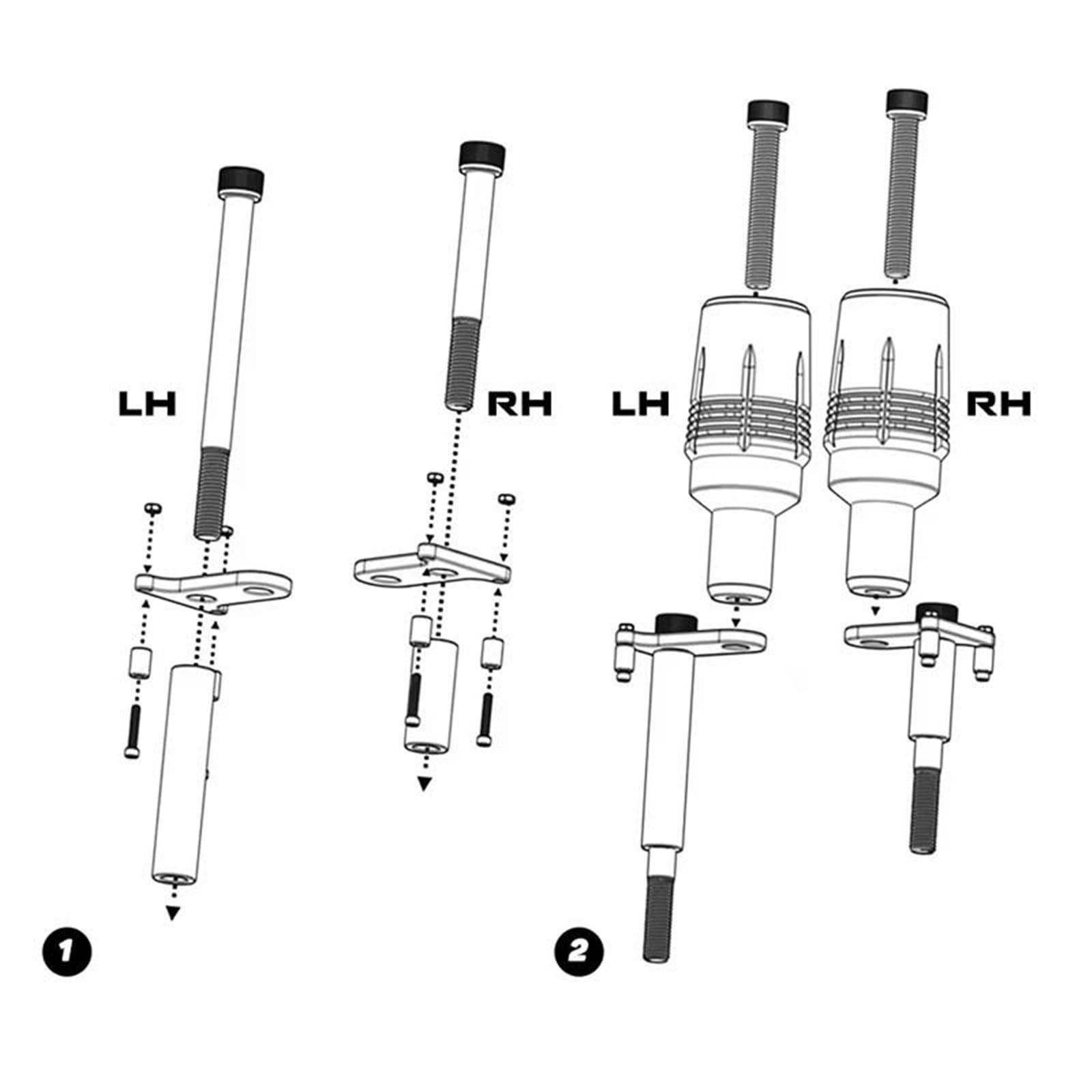 Protections De Cadre Kawasaki KXF 450 (2013 - 2020) Vibram Noires