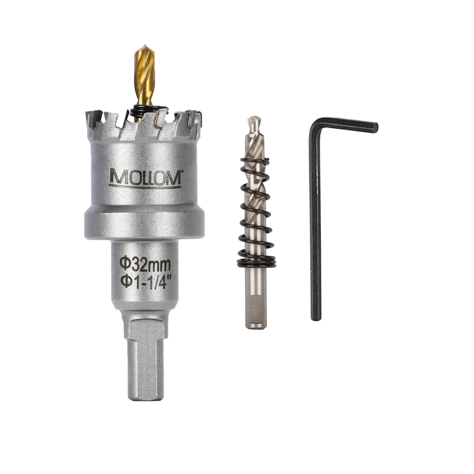 Mollom Heavy Duty Carbide Hole Saw, Hole Cutter cuts Stainless Steel, mild Steel, Iron, Copper, Brass, Plastic (1-1/4'' 32mm)