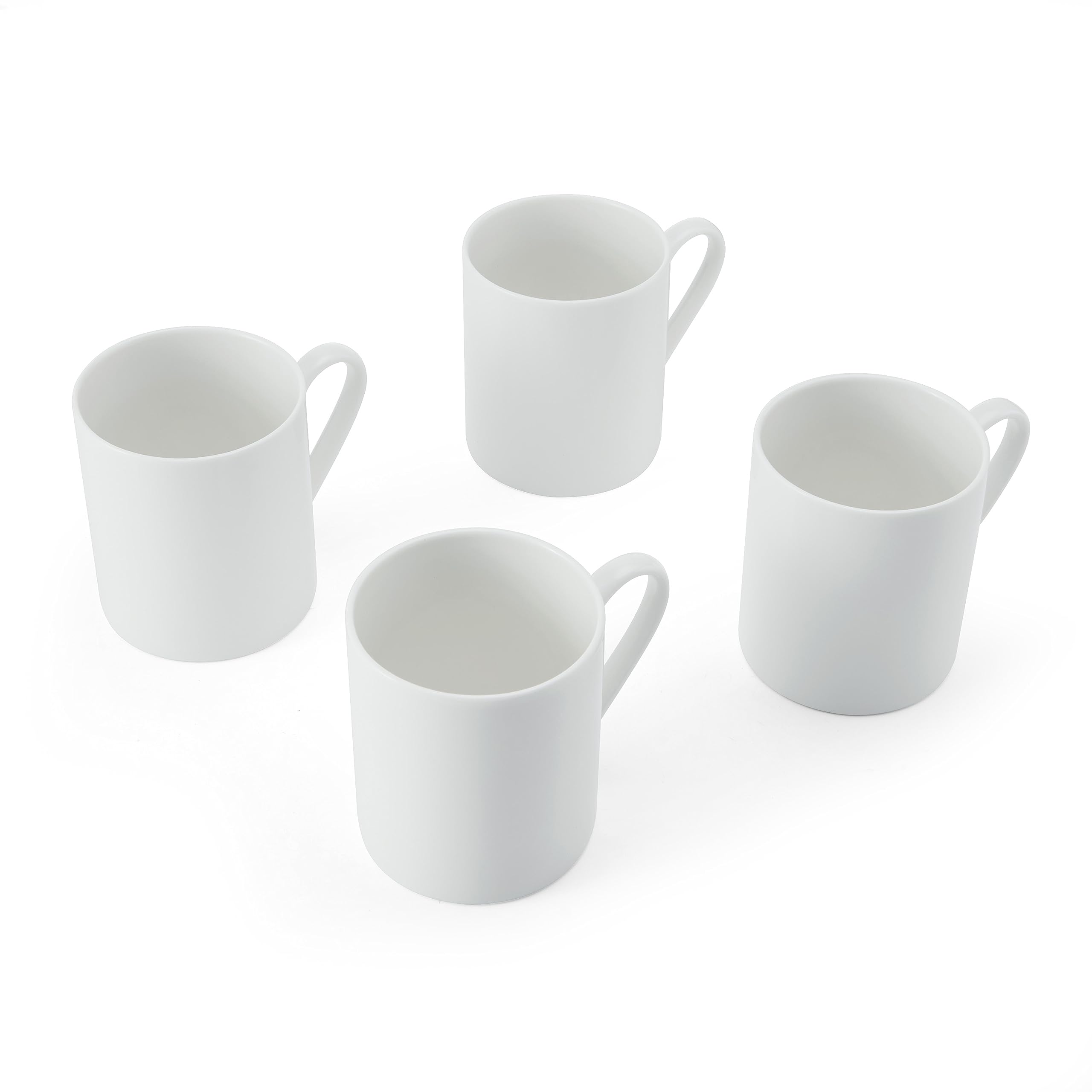 Mikasa Egret Juego de tazas de porcelana fina, 4 tazas blancas clásicas para té y café, 380ml - Caja de regalo y aptas para lavavajillas