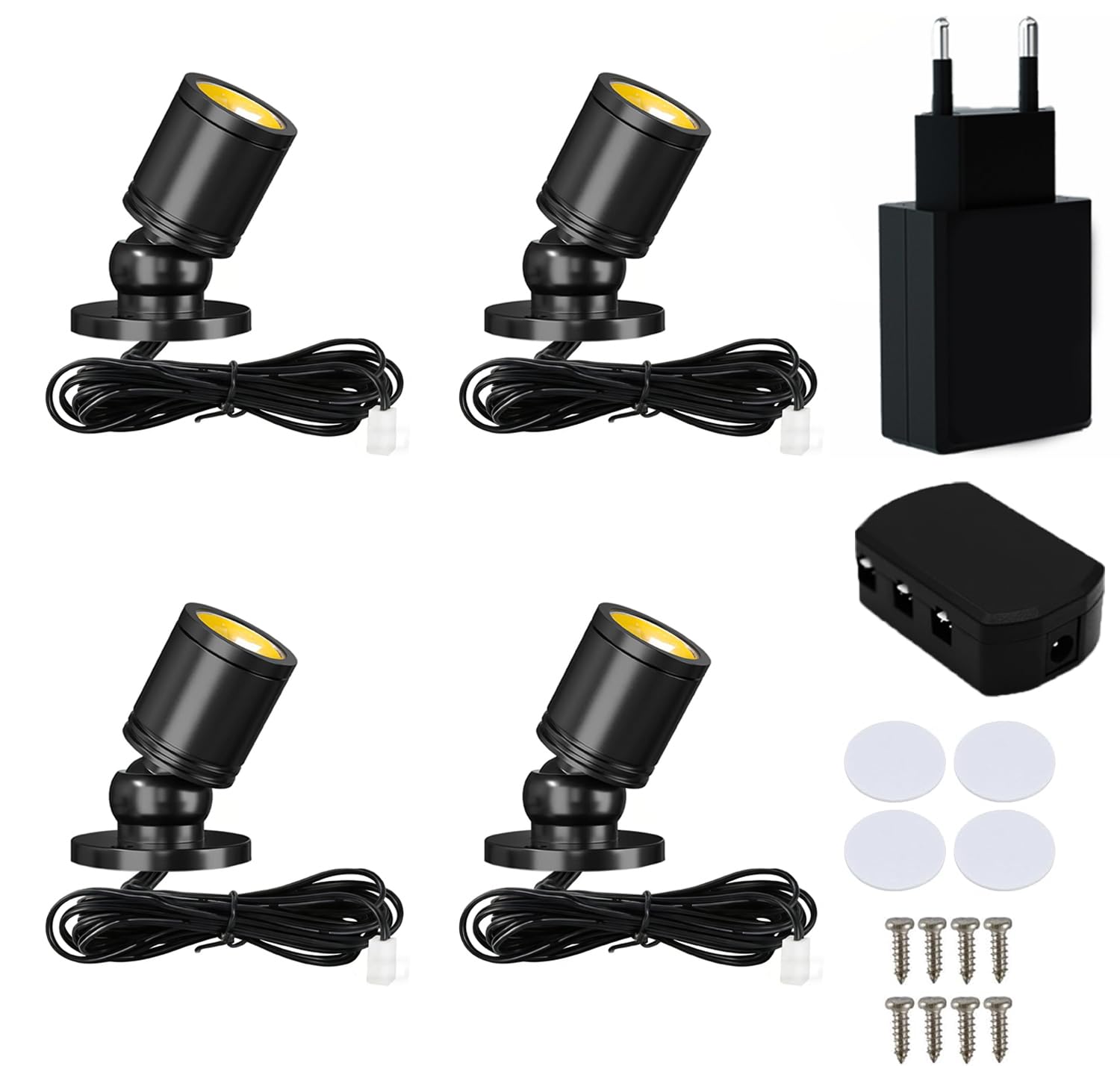 Gouzloyed Mini led spot LED Spotlichter für den Innenbereich Schranklicht Klein LED Scheinwerfer Akzentlichter 360° Schwenkbar Aluminium Mini spot Bilderlichter für Galerien, Flur, Schrank