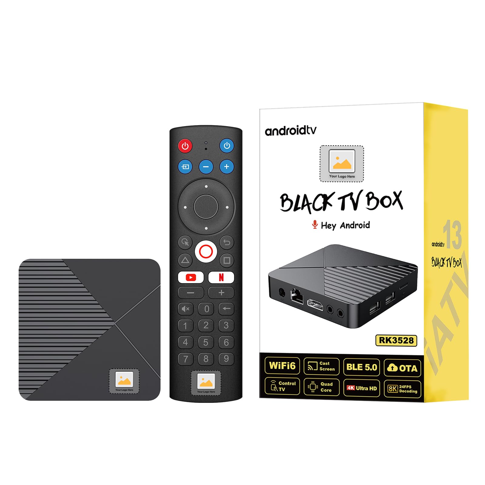 BOXPUT R5 scatola Android con 4 GB RAM e 64 GB ROM, scatola TV Android 13.0, chip RK3528/WiFi6/BT5.0, 8K decodifica 3D HDR10 ad alta definizione video smart TV box, con isolamento a infrarossi