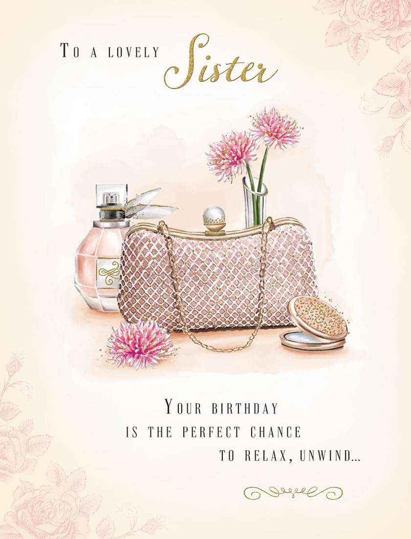 Piccadilly Greetings Birthday Card Sister Handbag - 8 x 6 8 x 6 inch, Pastel