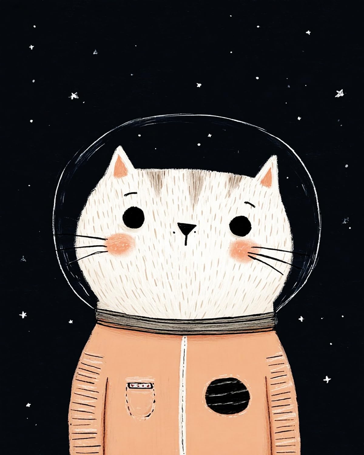Liubaishi Black Paint By Numbers Kit For Adults, Space Cat Astronaut, 40X50 Cm, Acrylic On Canvas