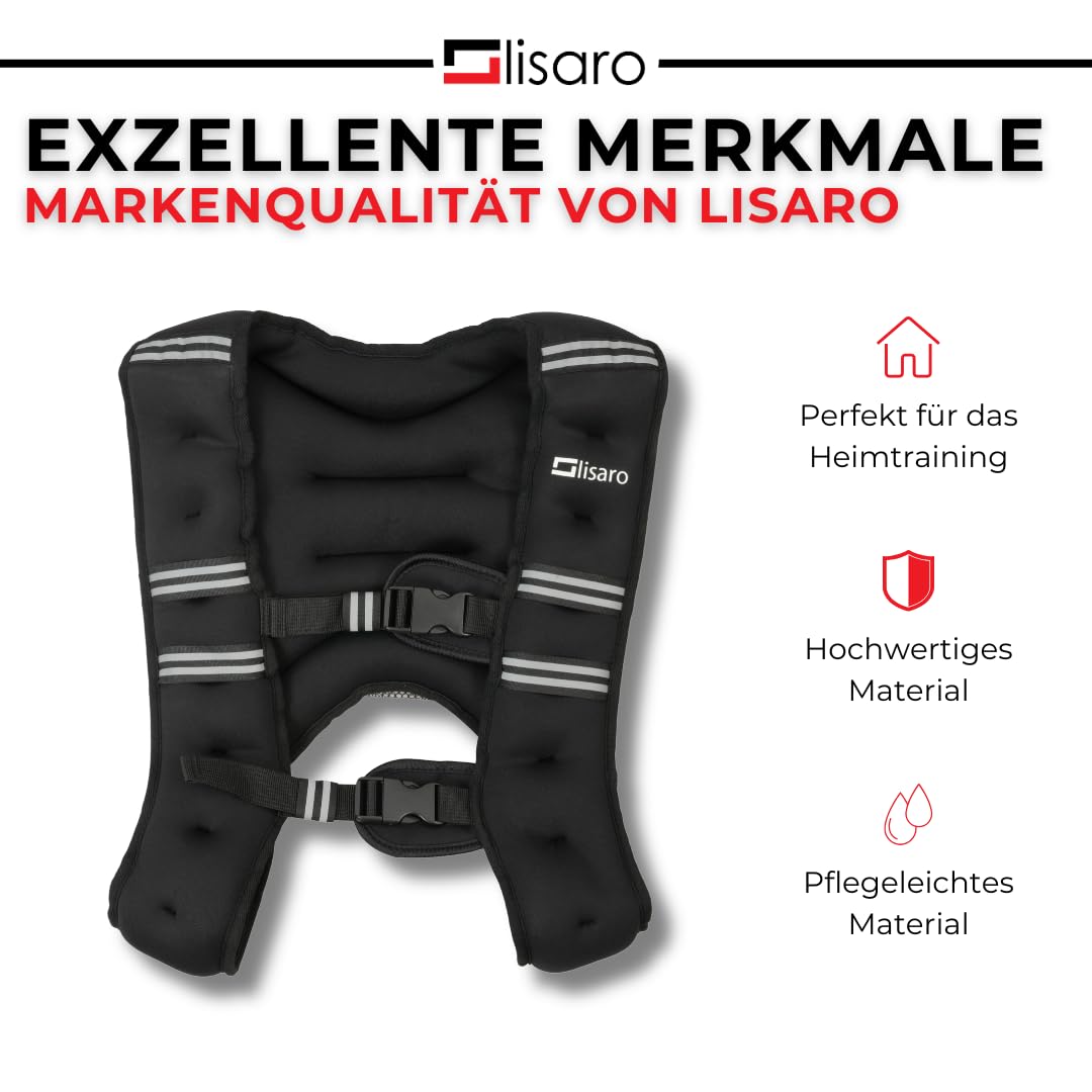Lisaro Chaleco lastrado de 10 kg, ideal para entrenamiento de carrera | Chaleco lastrado de estilo XStyle | Chaleco de entrenamiento para fitness, entrenamiento de fuerza, correr, entrenamiento