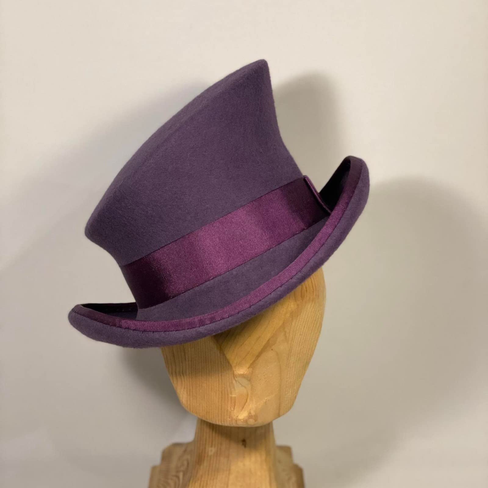 Gorro masculino capucha cilindro asimétrico sombrero de lana damas caballeros unisex sombrero steam punk cilindro moda sombrero decorativo gorro de invierno hombres, morado, Talla única
