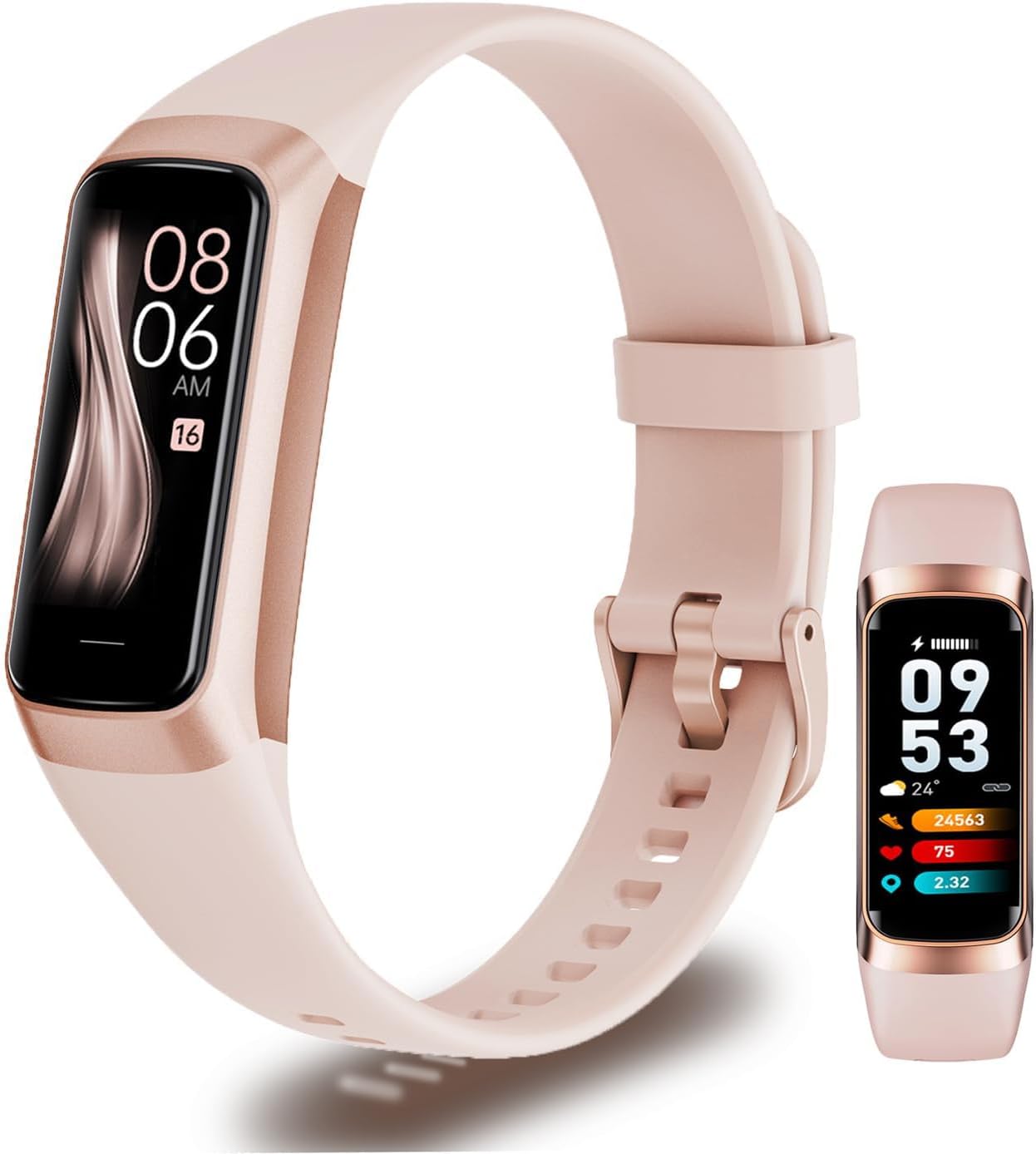 LBOYLOVE® Fitness Tracker, Step Tracker Smart Band, 1.1″ AMOLED Touch Color Screen, Waterproof Fitness Wristband with Blood Oxygen/Heart Rate Monitor/Step Counter/Alarm/Timer/Calories/Sleep Monitor