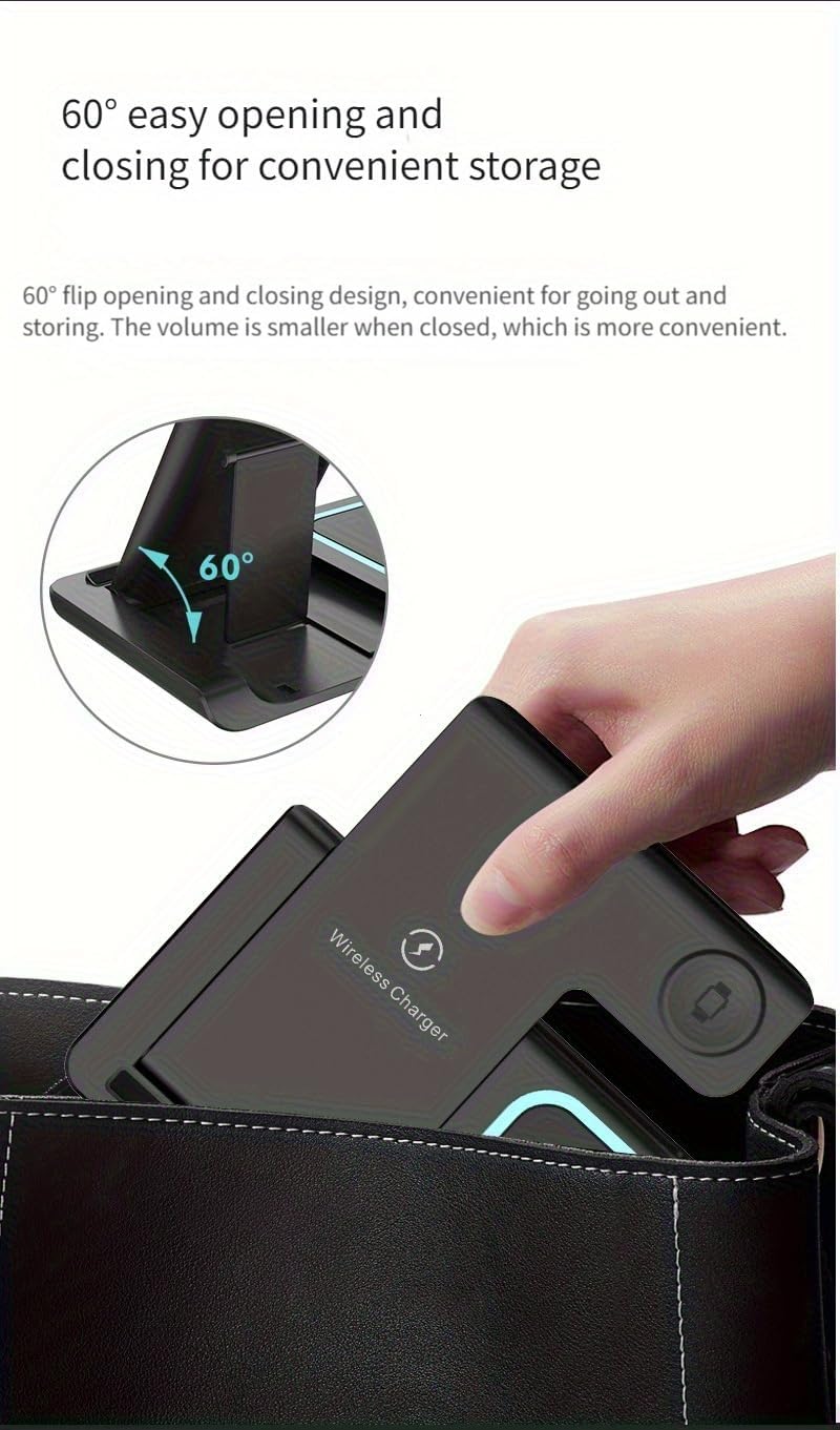 3-in-1 Magnetic Wireless Charging Station, 15W Fast Charger for iPhone 17/16/15/14/13/12 Series, Apple Watch Ultra/10/9/8/SE & AirPads Pro/3/2, Foldable Charging Stand for Travel