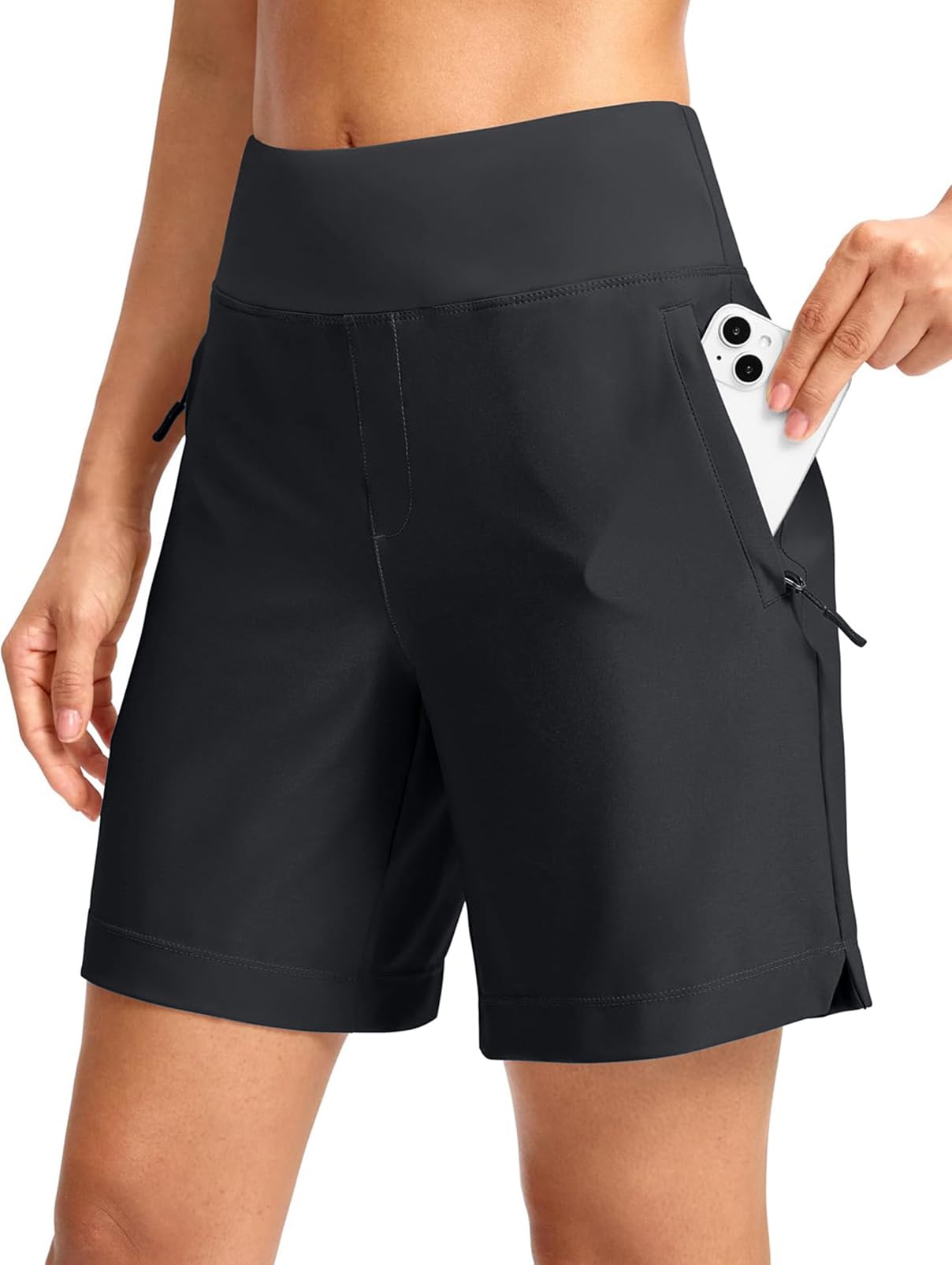 Blooshow Damen Shorts Sporthose Kurz Laufhose Sommer High Waist Laufshorts Schnelltrocknend Wanderhose Kurze Hose Sport Running Golf Shorts mit Taschen 7