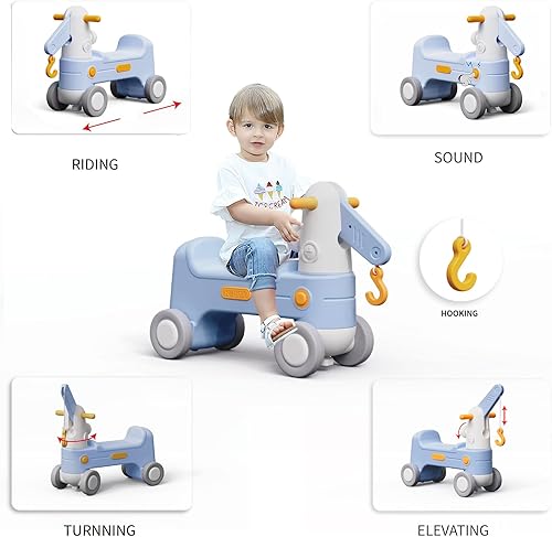 Miniatura 3 de Hiitytin Bicicleta de equilibrio de caballos mecedores, auto de empuje para sentarse y scootear, juguetes de grúa, juguete para niños pequeños de 3