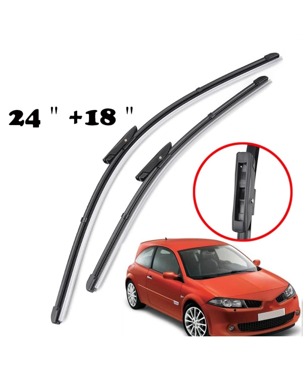 Wycieraczka szyby przedniej, do Megane 2 2006-2008 Wycieraczka szyby przedniej 24''+18'' Wycieraczka szyby przedniej Wycieraczka szyby przedniej samochodu