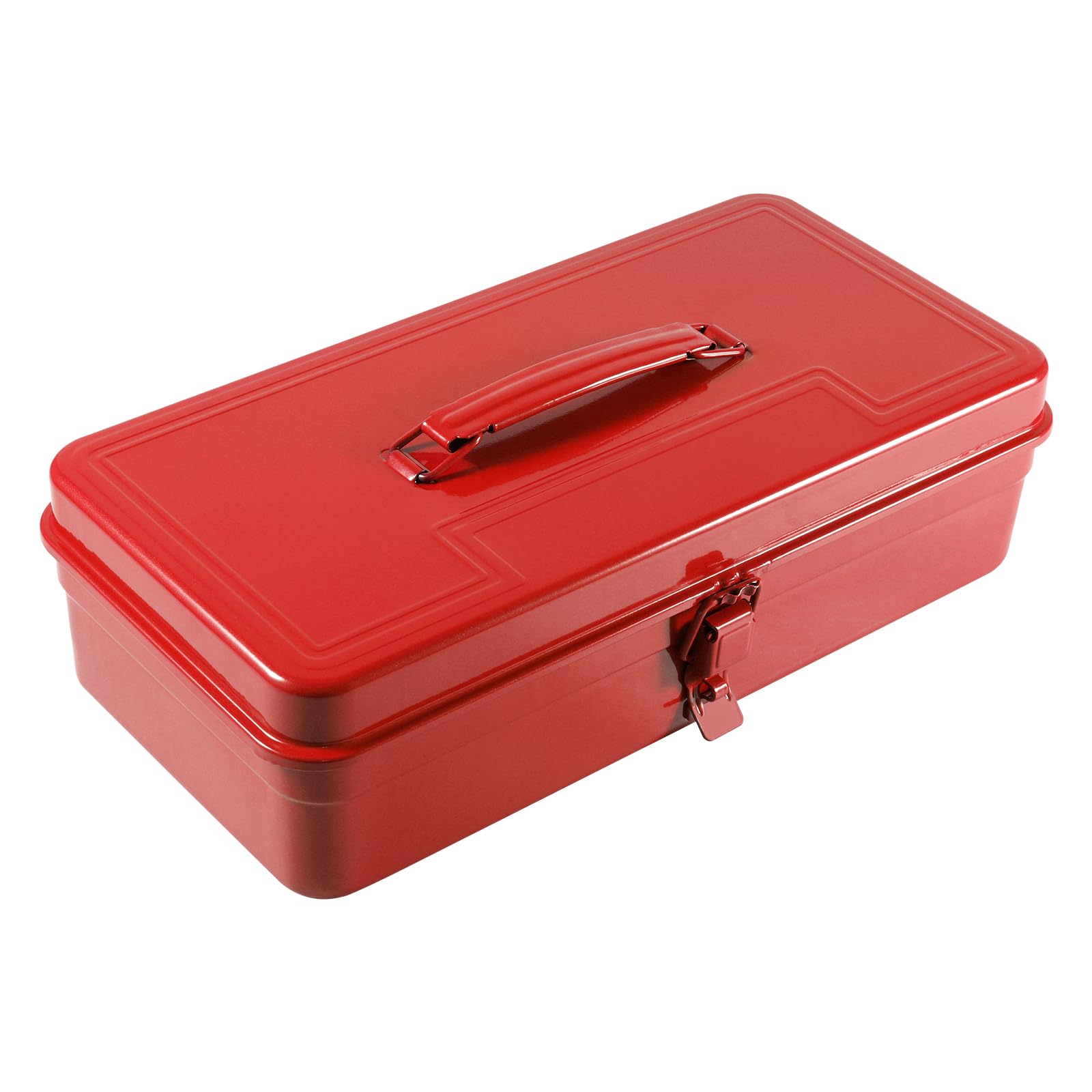 Metal Tool Box with Latch Closure and Handle, Portable Tool Chest