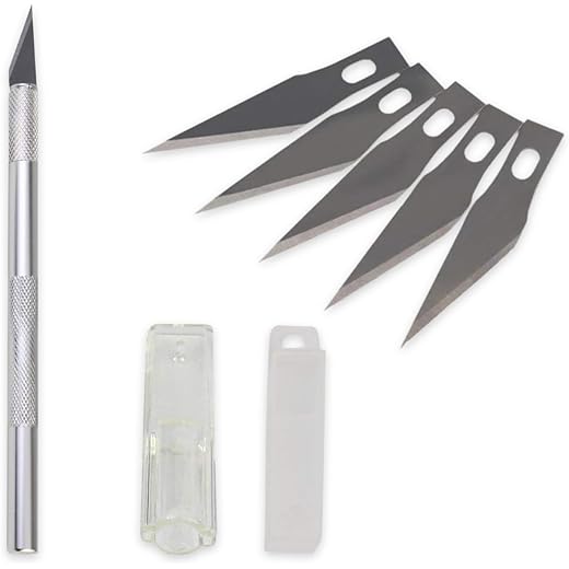 Professional Detail Pen Knife 1 Set with Steel 5 Interchangeable Sharp Blades For Carving, DIY & Mat Cutting