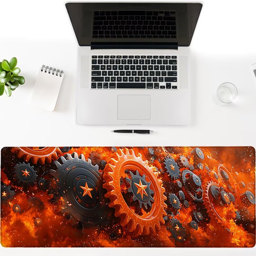 Podkładka pod mysz do gier XXL - 1200x600x3mm - Nowoczesna duża antypoślizgowa podkładka pod klawiaturę biurową z przeszytymi krawędziami, spalona pomarańczowa duża podkładka pod mysz do gier do biura