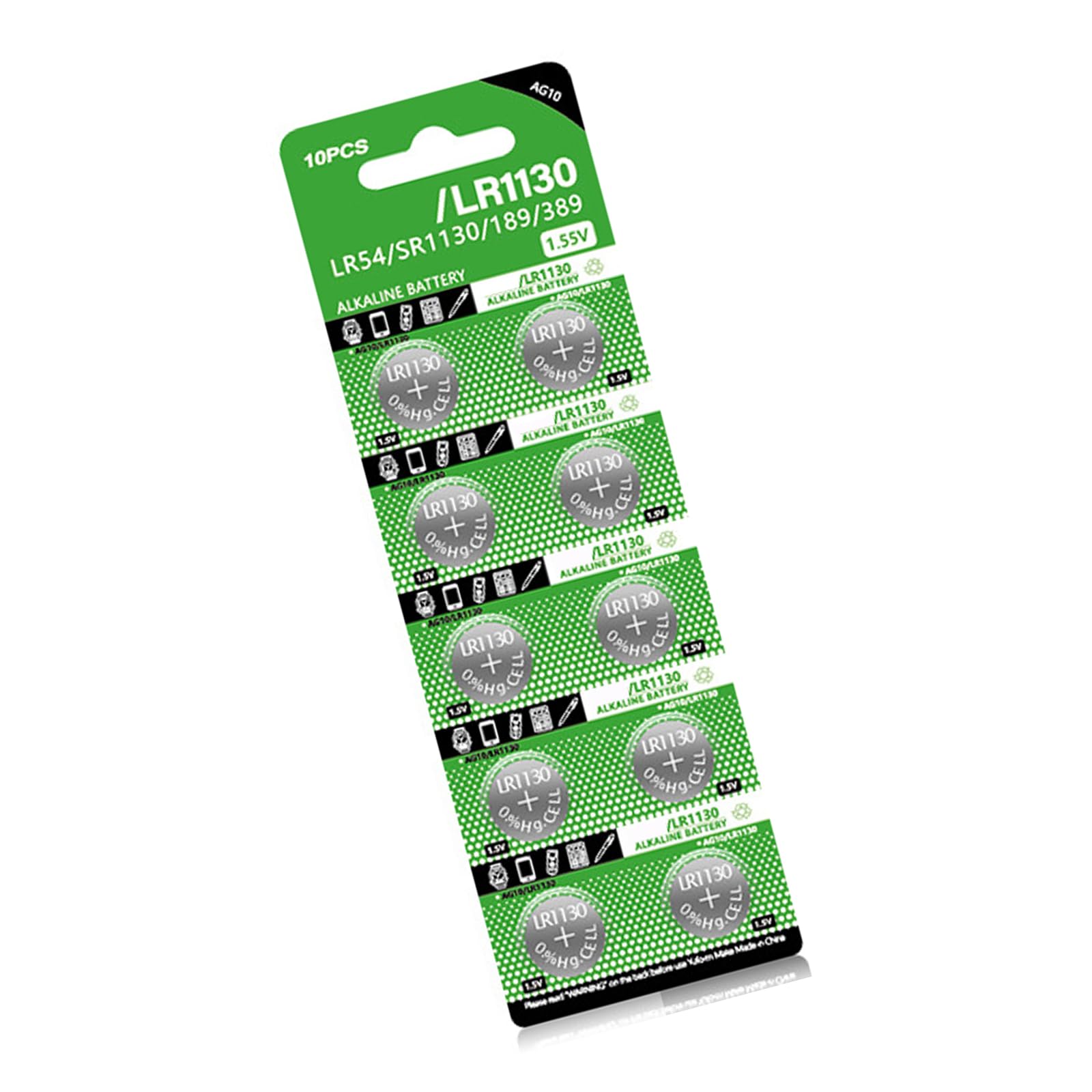 Pilas de botón AG10 LR1130 de 1,5 V de alta capacidad para relojes, juguetes y pequeños electrónicos, 10 unidades — view 6