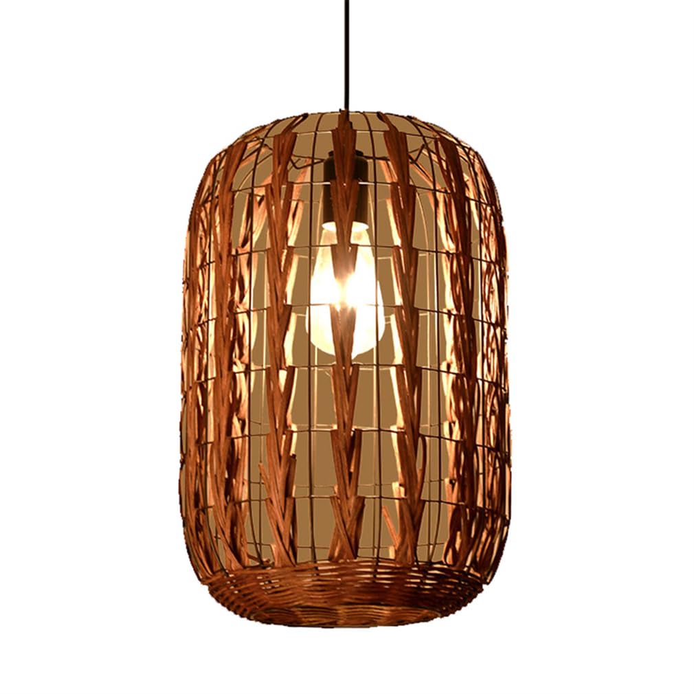 HXYSXHJUO Wicker Chandelier Lighting Pendant with Adjustable Cord Farmhouse Rattan Lampshade Ceiling Light Fixture for Home Decor D9.8 X H15.7 Inches