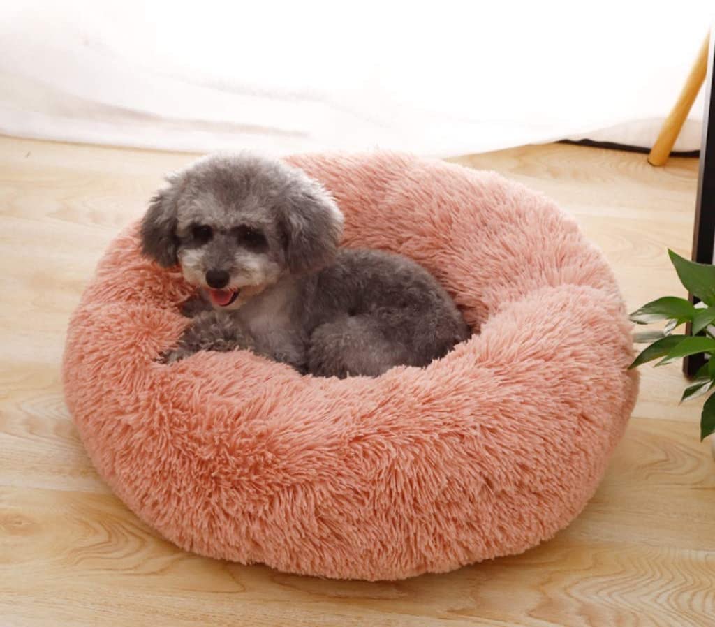 Katzensofa Lange Plüsch Super Weiche Haustier Bett Zwinger Hund Runde Katze Winter Warme Nest Welpen Kissen Matte Tragbare Liefert Für Hundekissen(Dark Gray,7 3/8)