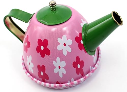 Miniatura 5 de PowerTRC Flower Springtime Children's Kid's Full Metal Durable Pretend Play Toy Tea Set w Cups, Tea Pot, Plates, Tray