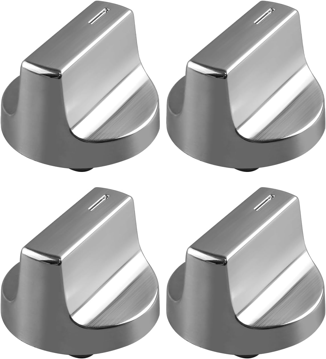 W11418244 Range Knob Compatible with Whirlpool WCE55US0HB00 WCE77US0HS01 WCE77US6HB00, Gas Stove Surface Burner Control Knob Replace W11130627 W11222054, Silver, 4 Pcs