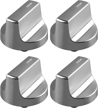 W11418244 Range Knob Fit for Whirlpool Gas Range WCE55US0 WCE77US0 WCE77US6 | Replace W11130627 W11222054, Silver, 4 Pcs